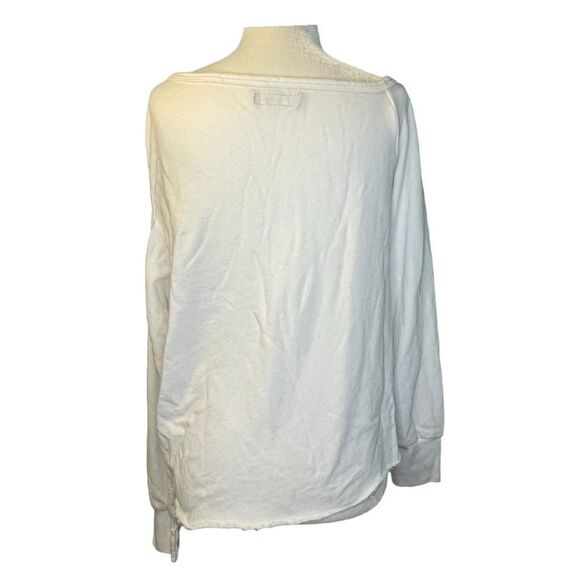 Michael Lauren Distressed Sweatshirt White French Terry Long Sleeve Crewneck S - Picture 6 of 11